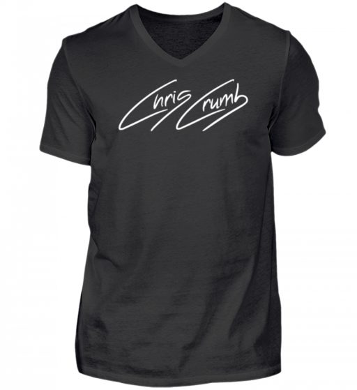 Hochwertiges Herren V-Neck Shirt  –  Chris Crumb Logowear white