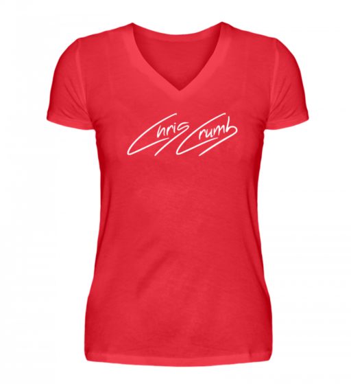 Hochwertiges V-Neck Damenshirt –  Chris Crumb Logowear white
